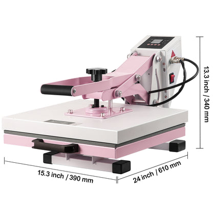Warmtepers – Textielpers – Transferpers – T-shirt Pers – Printpers – Veilig Uitschuifbaar Ladeontwerp – Digitale Temperatuurregeling 15x15 Inch