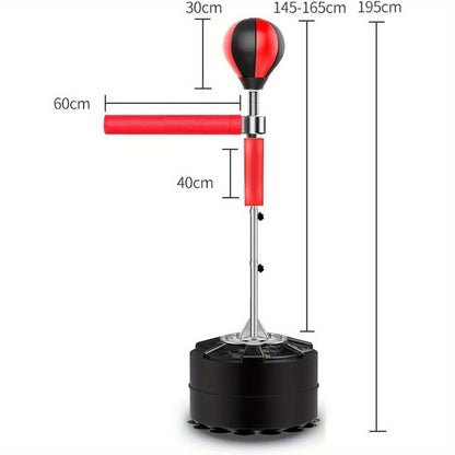 Bokszak – Staande Bokszak – Reflexzak – Punching Ball – Trainingsbokszak – Verstelbare Hoogte 120-190 cm – 360° Draaibare Reactiebalk