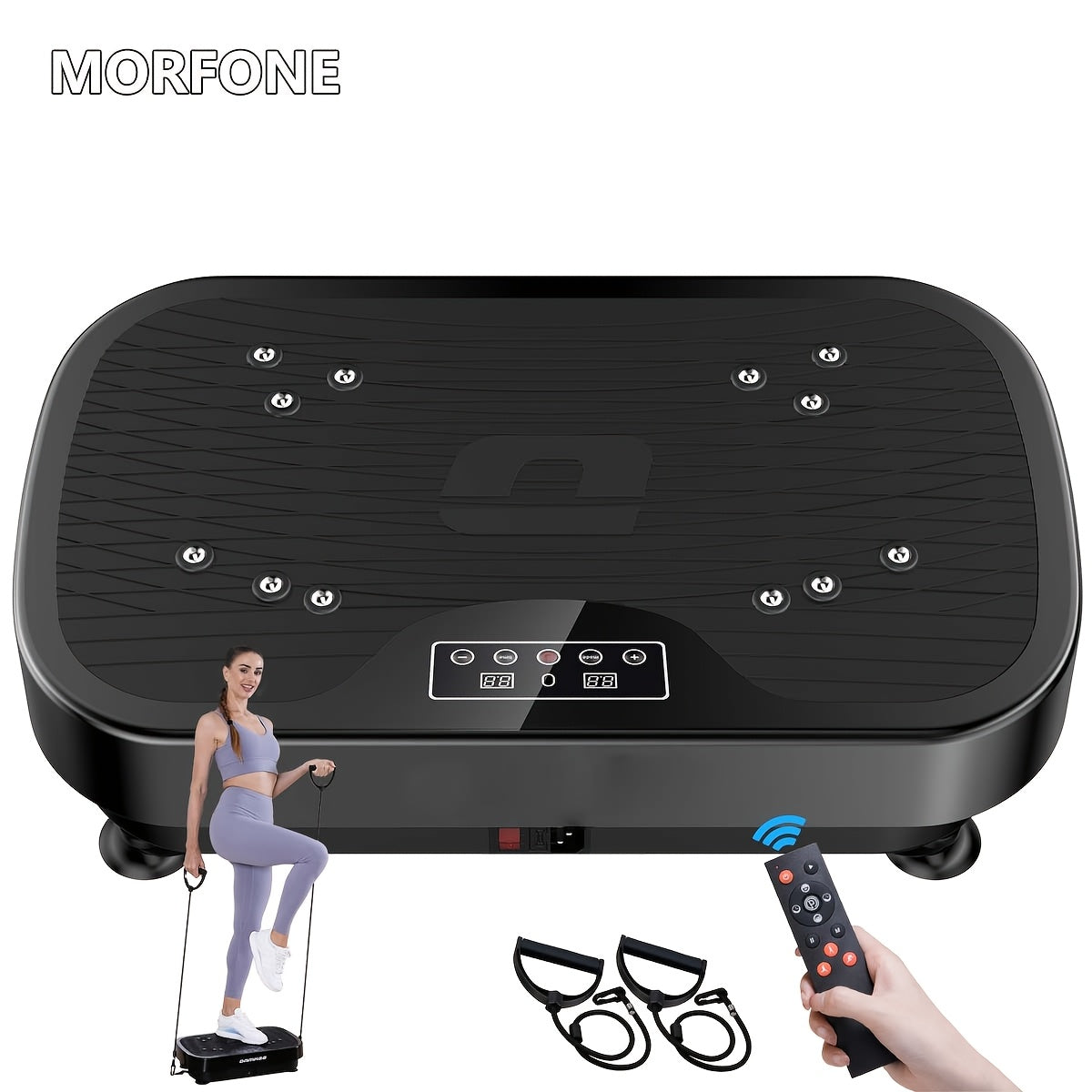 Trilplaat – Vibratieplaat – Trilmachine – Fitnessplatform – Vibratietrainer – 3 Intensiteitsmodi – 150 kg Belastbaar – Incl. Afstandsbediening en Weerstandsbanden