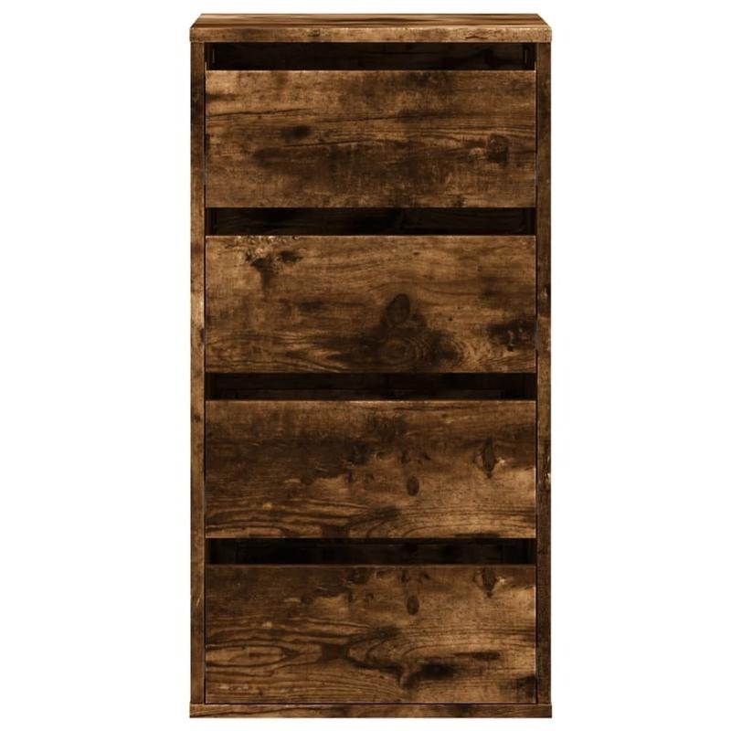Modern Lockable Smoke Oak Wood Storage Cabinet with Lockable Drawers - 40x41x76cm Large Chest of Drawers, Oak Veneer, Easy Assembly -Standing Organizer for Bedroom, Living Room, Office - Minimalist Furniture (Engineered, Stor