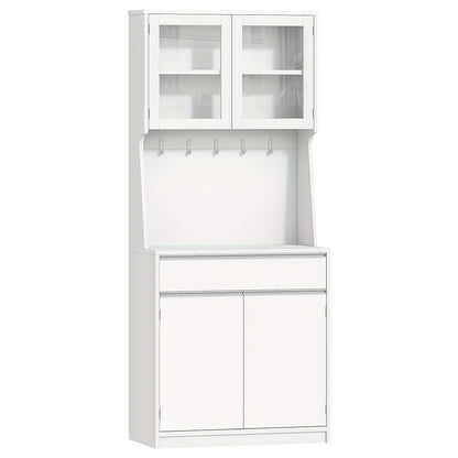 Hoge Keukenkast – Hoge Kast – Opbergkast – Keukenkast Met Werkblad – Witte Kast – Verstelbare Planken – 40x75x180 cm – Praktisch & Ruimtebesparend
