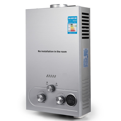 Vevor - Instantaneous water heater - 36KW - LPG - 18L/min - 2800Pa - Stainless steel - 18L - Residential and commercial use - Silver