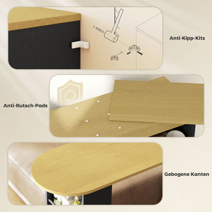 Barkast – Drankkast – Wijnkast – Barmeubel – Buffetkast – Uitschuifbaar Ontwerp – 3 Verstelbare Schappen – Zwart Spaanplaat