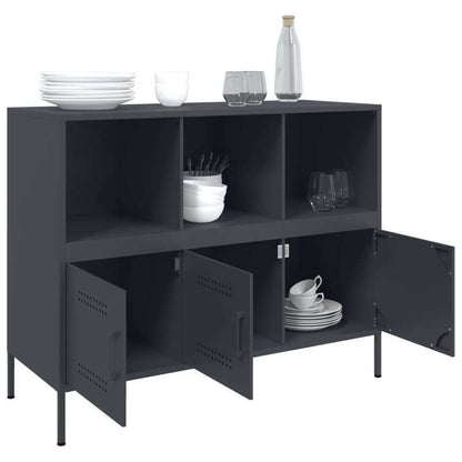 Anthracite-Colored Steel Sideboard Measuring 100.5X39X79 Cm, Practical And Detachable.