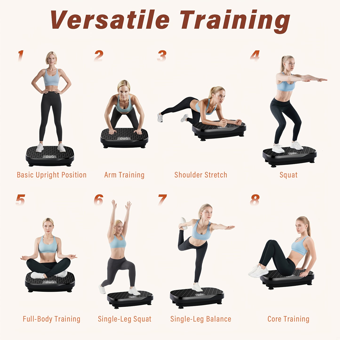 Trilplaat – Vibratieplaat – Powerplate – Vibratietrainer – Fitnessapparaat – Volledige Lichaamstraining – Inclusief Weerstandsbanden – Compact en Stabiel Platform – 220-240V Aansluiting – Zwart