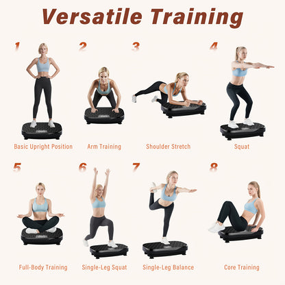 Trilplaat – Vibratieplaat – Powerplate – Vibratietrainer – Fitnessapparaat – Volledige Lichaamstraining – Inclusief Weerstandsbanden – Compact en Stabiel Platform – 220-240V Aansluiting – Zwart