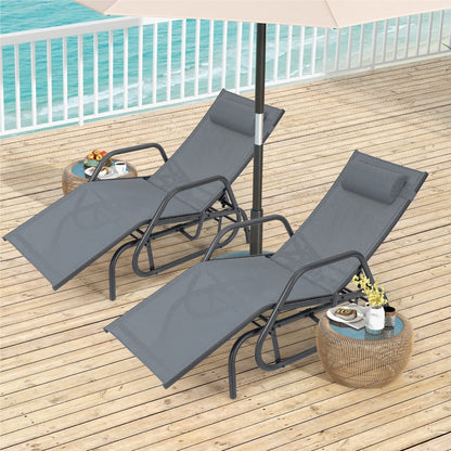 Zweefstoel – Loungestoel – Tuinstoel – Ligstoel – Relaxstoel – 3-Voudig Verstelbare Rugleuning – Ademend Snel Droog Stof – Grijs