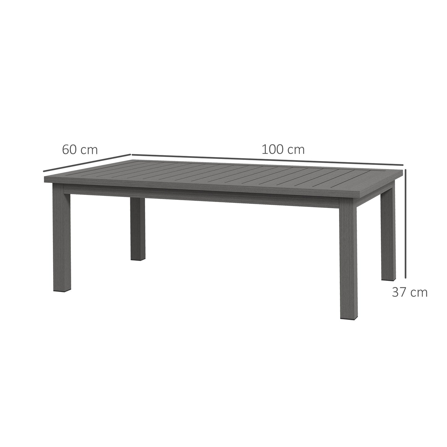 Tafel – Salontafel – Bijzettafel – Vouwtafel – Buitentafel – Aluminium – Weerbestendig – 100x60x37 cm – Bruin