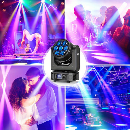 Moving Head – LED Movinghead – Podiumverlichting – Disco Licht – Feestverlichting – 7x50W RGBW Bee Eye Beam+Wash – DMX512 Besturing – Zoomfunctie