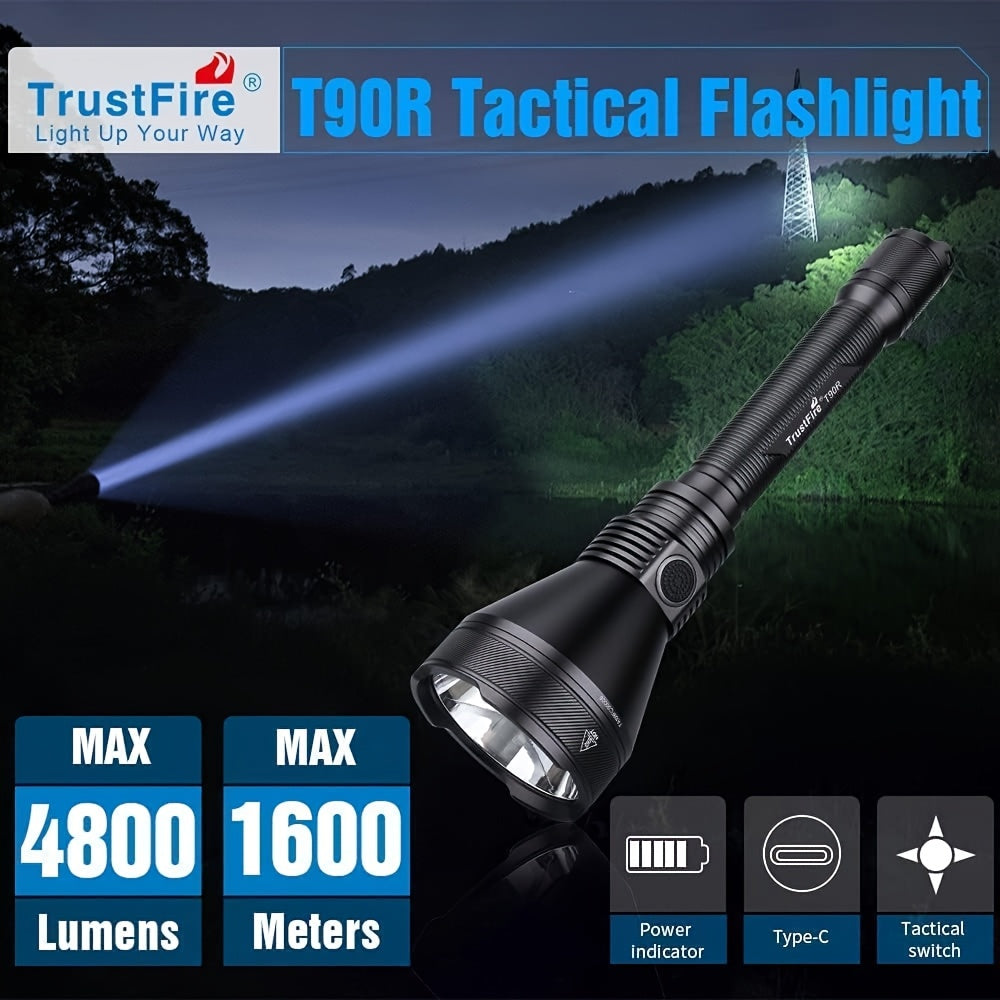 Tactical Zaklamp – Militaire Zaklamp – Oplaadbare Zaklamp – LED Zaklamp – Zoeklicht – 4800 Lumen – Aluminium Behuizing