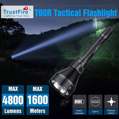 Tactical Zaklamp – Militaire Zaklamp – Oplaadbare Zaklamp – LED Zaklamp – Zoeklicht – 4800 Lumen – Aluminium Behuizing