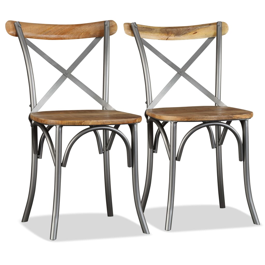 Eetkamerstoel – Eettafelstoel – Keukenstoel – Stoel – Kuipstoel – Massief Mangohout – Robuust Stalen Frame