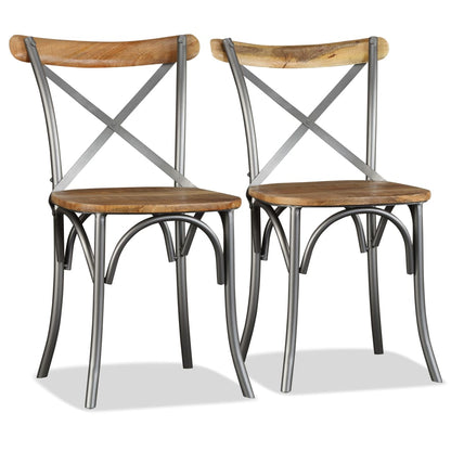 Eetkamerstoel – Eettafelstoel – Keukenstoel – Stoel – Kuipstoel – Massief Mangohout – Robuust Stalen Frame