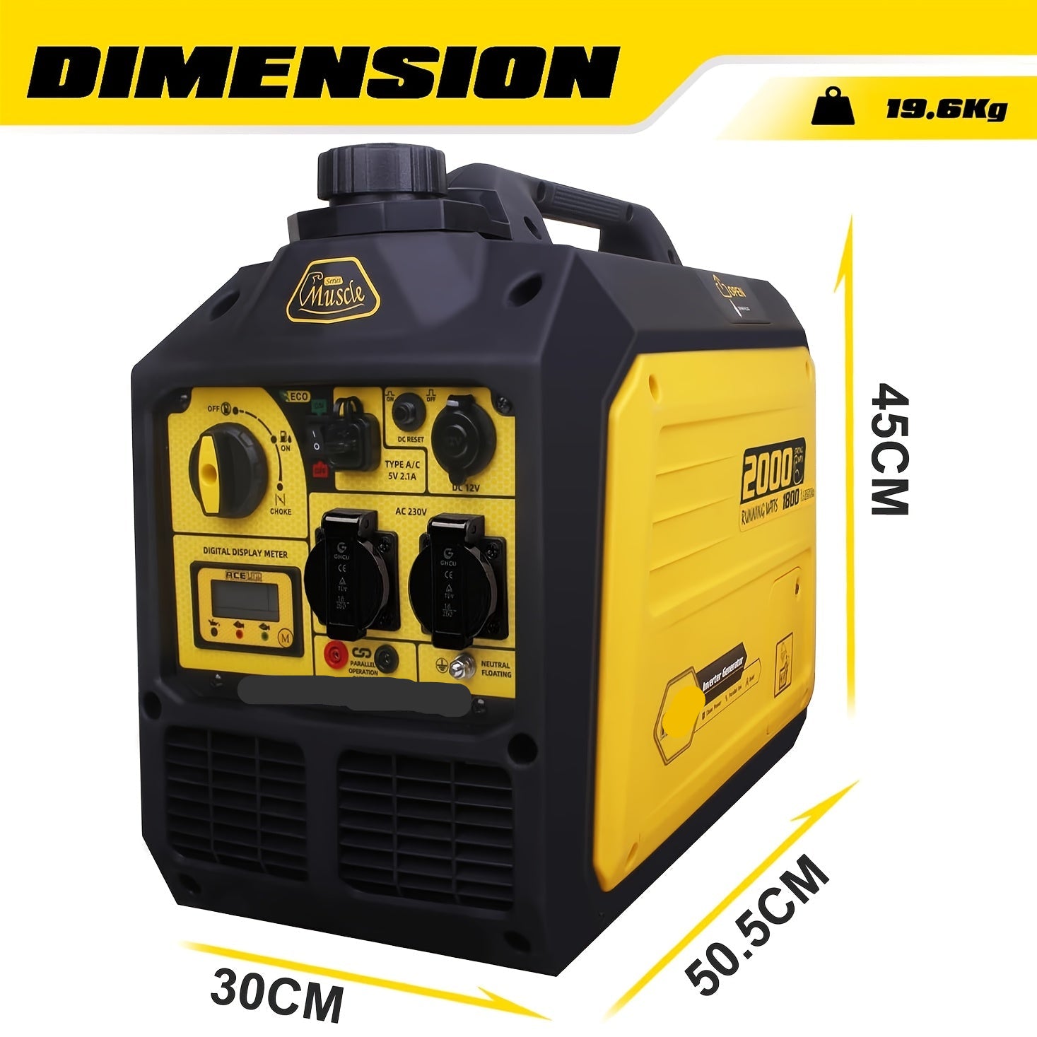 Benzine Generator – Draagbare Stroomvoorziening – Inverter Generator – Stille Generator – 2000 Watt Startvermogen – Smart Display - QUORE