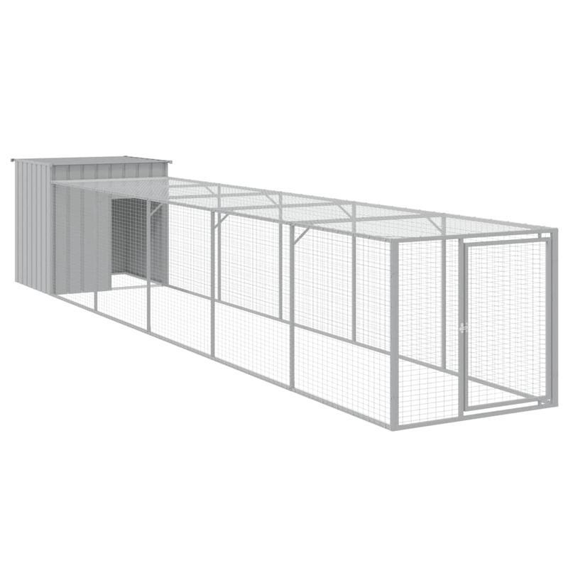 Kippenhok – Kippenren – Pluimveehok – Buitenren – Lichtgrijs – Gegalvaniseerd Staal – 110x609x110 cm – Veilig en Duurzaam