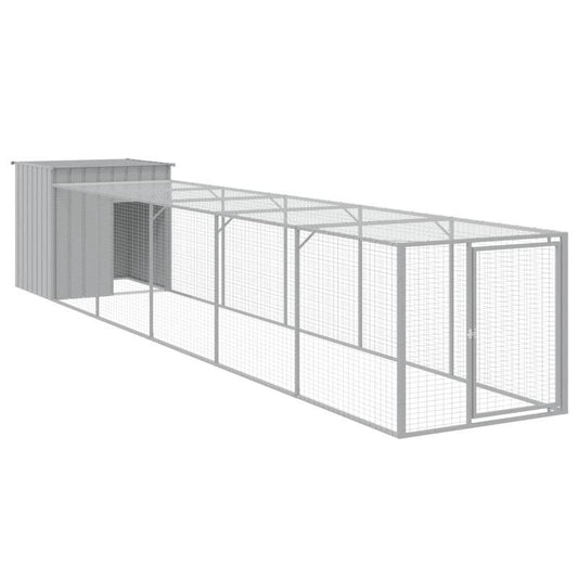 Kippenhok – Kippenren – Pluimveehok – Buitenren – Lichtgrijs – Gegalvaniseerd Staal – 110x609x110 cm – Veilig en Duurzaam