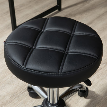 Salonkrukken – Kruk Set – Sta Kruk – Draaistoel – Work Stool – Hoogteverstelbaar – Kunstleer Donkerbruin