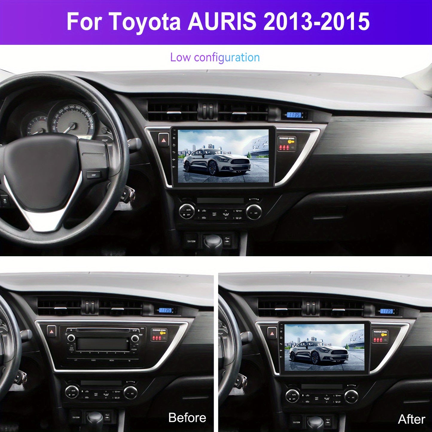 Autoradio – Car Stereo – Auto Multimedia – Navigatiesysteem – Autoplayer – Android 15.0 – Wireless CarPlay & Android Auto – 9 Inch HD IPS Touchscreen – AHD Achteruitrijcamera & Stuurwielbediening – Geschikt Voor Toyota Auris 2013-2015