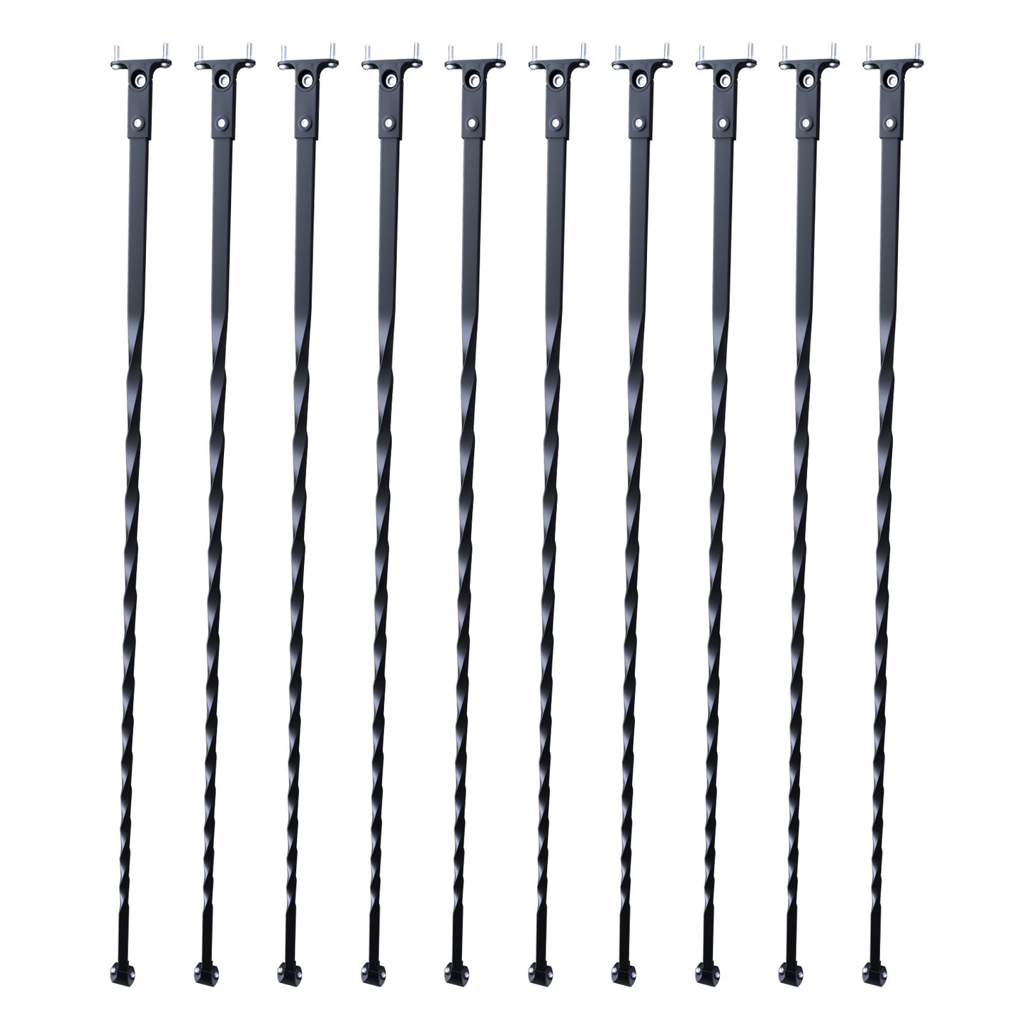Metalen Balusters Trap – Balustrades Spijlen Leuning Spindels – 10-Delige Set – Gegalvaniseerd Staal – Mat Zwart – 112 cm Lang – Eenvoudig Montagemateriaal Inclusief