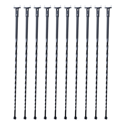 Metalen Balusters Trap – Balustrades Spijlen Leuning Spindels – 10-Delige Set – Gegalvaniseerd Staal – Mat Zwart – 112 cm Lang – Eenvoudig Montagemateriaal Inclusief