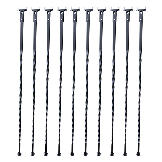 Metalen Balusters Trap – Balustrades Spijlen Leuning Spindels – 10-Delige Set – Gegalvaniseerd Staal – Mat Zwart – 112 cm Lang – Eenvoudig Montagemateriaal Inclusief