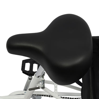 Driewieler – Driewieler Fiets – Volwassenen Driewieler – Driewieler Met Mand – Driewieler 3-Wiel – Wit – 50,8 cm – 8 Versnellingen – Verstelbaar Zadel