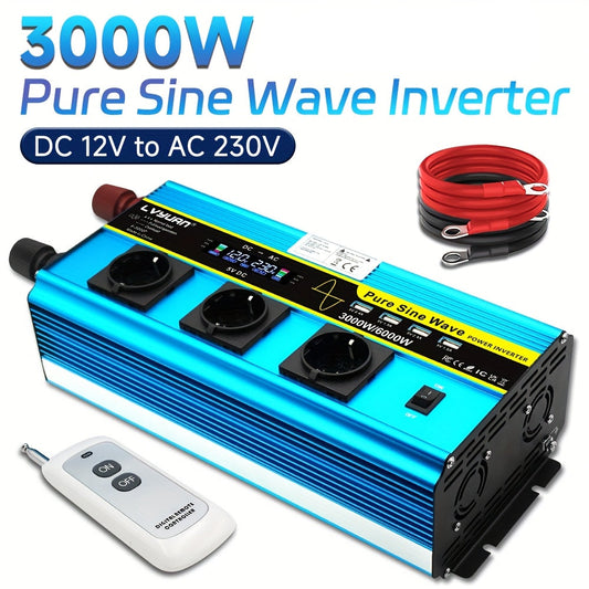 Omvormer – Spanningsomvormer – Inverter – Voedingsadapter – Converter – 12V 3000W – 220-240V AC Uitgang – Robuuste Behuizing