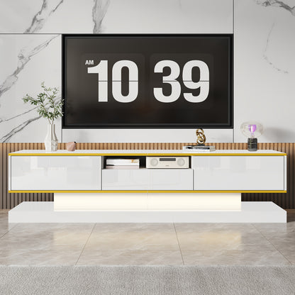 Tv Meubel – TV Kast – TV Meubelkast – Mediameubel – Entertainmentkast – Modern Design – Hoogglans Wit – 180x38x45 cm – 3 Lades en Open Vak – Zonder Stroom