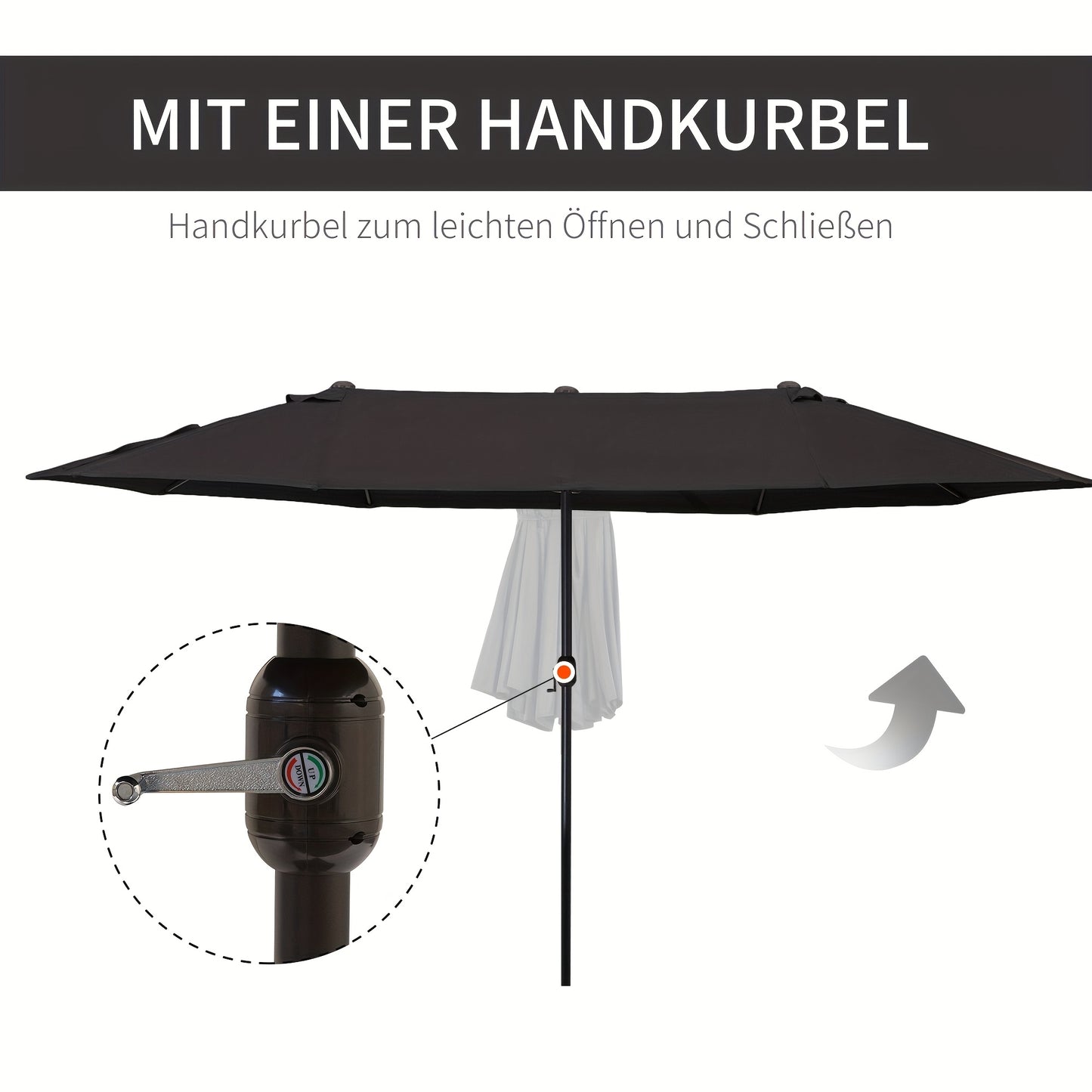 Parasol – Tuinparasol – Balkonparasol – Zweefparasol – Stokparasol – Zwart – 12-speer canopy – Scheurbestendig polyester