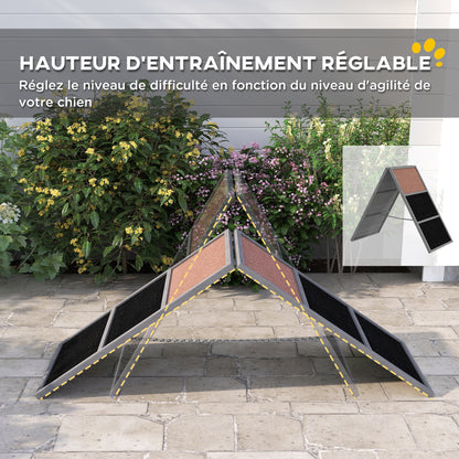 Hondenhindernis – Hondenagility – Behendigheidsparcours – Hondenparcours – Verstelbare Trainingsramp – A-Frame Ontwerp – Antislip Oppervlak – Geschikt Voor Alle Rassen – Grijs