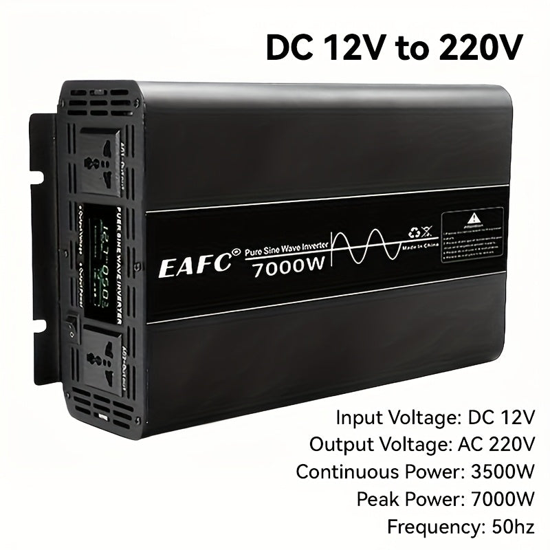 Omvormer – Spanningsomvormer – Stroomomzetter – DC naar AC Conversie – 7000W Power Inverter – Zuivere Sinusgolf – LCD Display – Multifunctionele Beveiliging