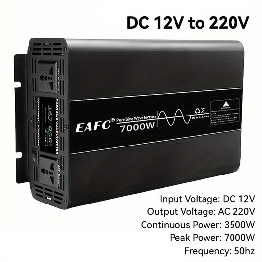 Omvormer – Spanningsomvormer – Stroomomzetter – DC naar AC Conversie – 7000W Power Inverter – Zuivere Sinusgolf – LCD Display – Multifunctionele Beveiliging