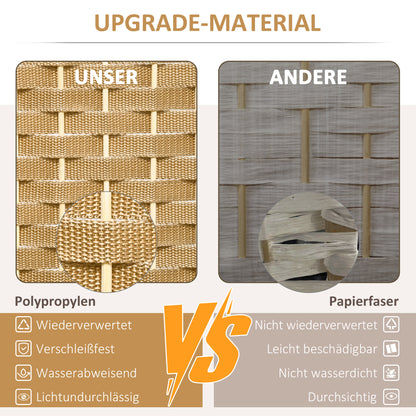 Kamerverdelers – Kamerscherm – Privacywand – Ruimteverdeler – Scheidingswand – Natuurlijk Hout – 4-delig – Opvouwbaar Design