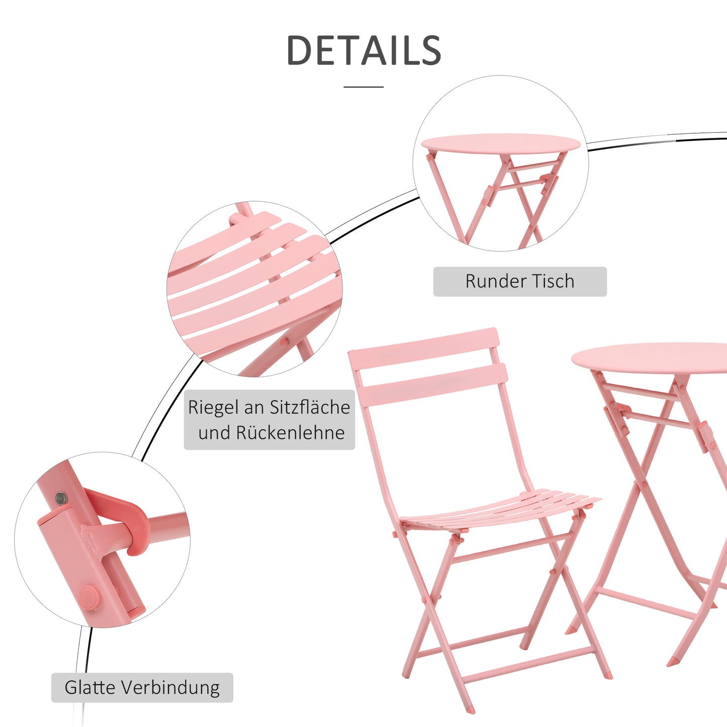 3-Delige Tuinset – Balkonset – Bistroset – Inklapbare Tuinmeubels – Tuinstoelen – Groen – compact & inklapbaar – duurzaam gepoedercoat metaal