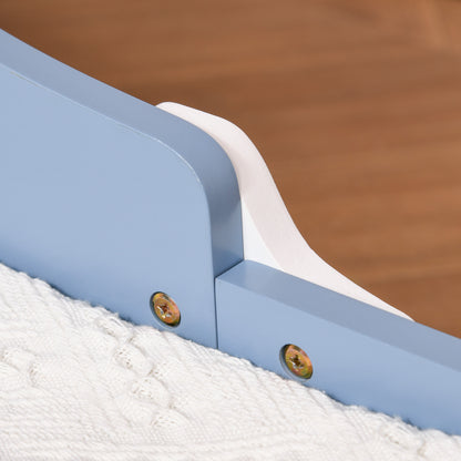 Kinderbed – Peuterbed – Vloerbed – Bed Voor Kinderen – Kinderbed Met Spijlenbodem – Laag Kindvriendelijk Bed – Sterrenprint Blauw Wit – 143x74 cm – Veilig En Duurzaam MDF
