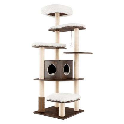 Krabpaal – Kattenboom – Krabmeubel – Kattenhuis – Kattentoren – 175 cm Hoog – 6 Niveaus Met Sisal Kolommen En Knusse Holte