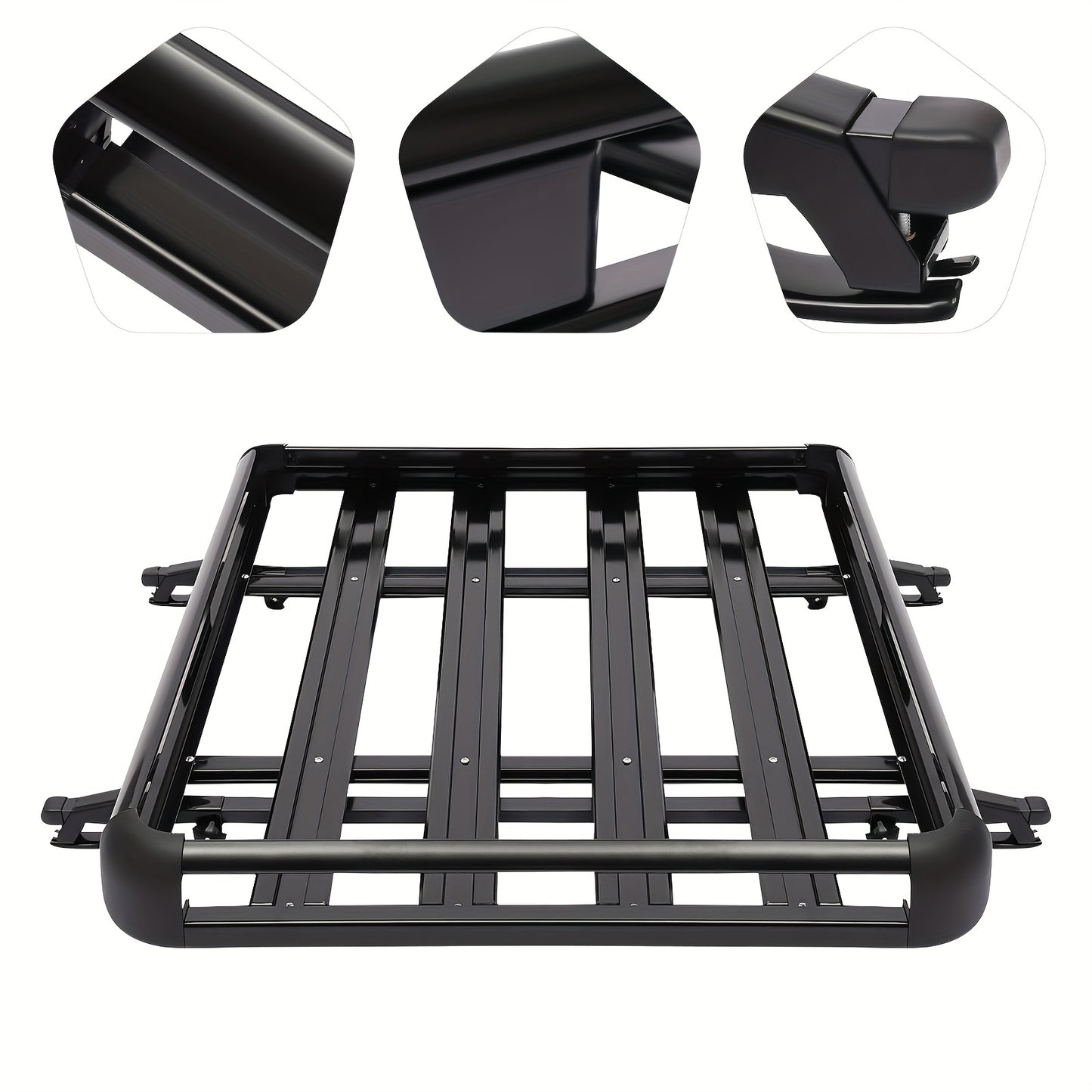 Dakkofferrek Aluminium – Dakmand – Bagagerek – Dakdrager – Universele Rooftop Cargo Basket – Zwart – 127x97 cm – Max 68 kg draagvermogen
