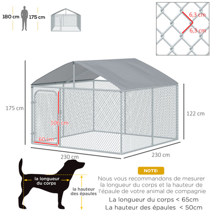 Hondenren – Puppyren – Hondenkennel – Buitenren – Hondenbench – Gegalvaniseerd Staal – Overdekte Buitenruimte 230x230x175 cm