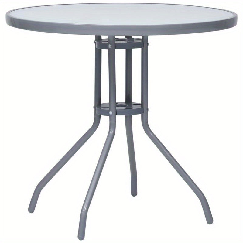 Bistrotafel – Tuintafel – Balkon Tafel – Terrastafel – Buiten Tafel – Aluminium – Rond – Lichtgewicht & Ruimtebesparend – Stevige Metalen Poten