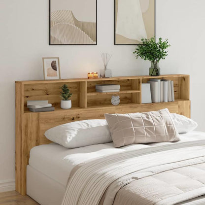 Hoofdeinde – Bedpaneel – Bedwand – Opberghoek – Houten Paneel – Artisan Eiken – 200x19x103,5 Cm – Duurzaam Eco-Design – Eenvoudige Montage