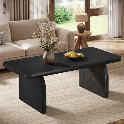 Salontafel – Woonkamertafel – Koffietafel – Middenzaal Tafel – Bijzettafel – Extra Lang 120x60 cm – Mat Zwart – Afgeronde Hoeken – Stevige Constructie