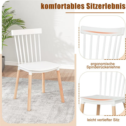 Eetkamerstoel – Keukenstoel – Stoel – Livingstoel – Bureaustoel – Wit – Massief Houten Poten – Antislip Voetpads