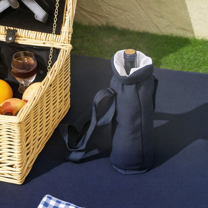 Picknickmand – Picknicktas – Picknickset – Picknickkoffer – Picknickmand Zwart – Geïsoleerd Koelvak – Compleet Bestek Voor 4 Personen