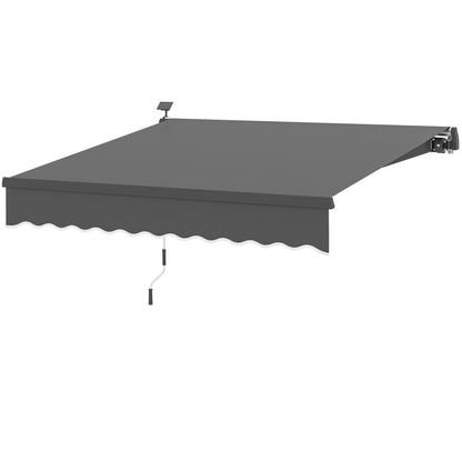 Zonnescherm – Knikarmscherm – Handbediend Zonnescherm – Uitvalscherm – Terrasscherm – Grijs – 300 cm Breed – Zonne-energie LED Verlichting