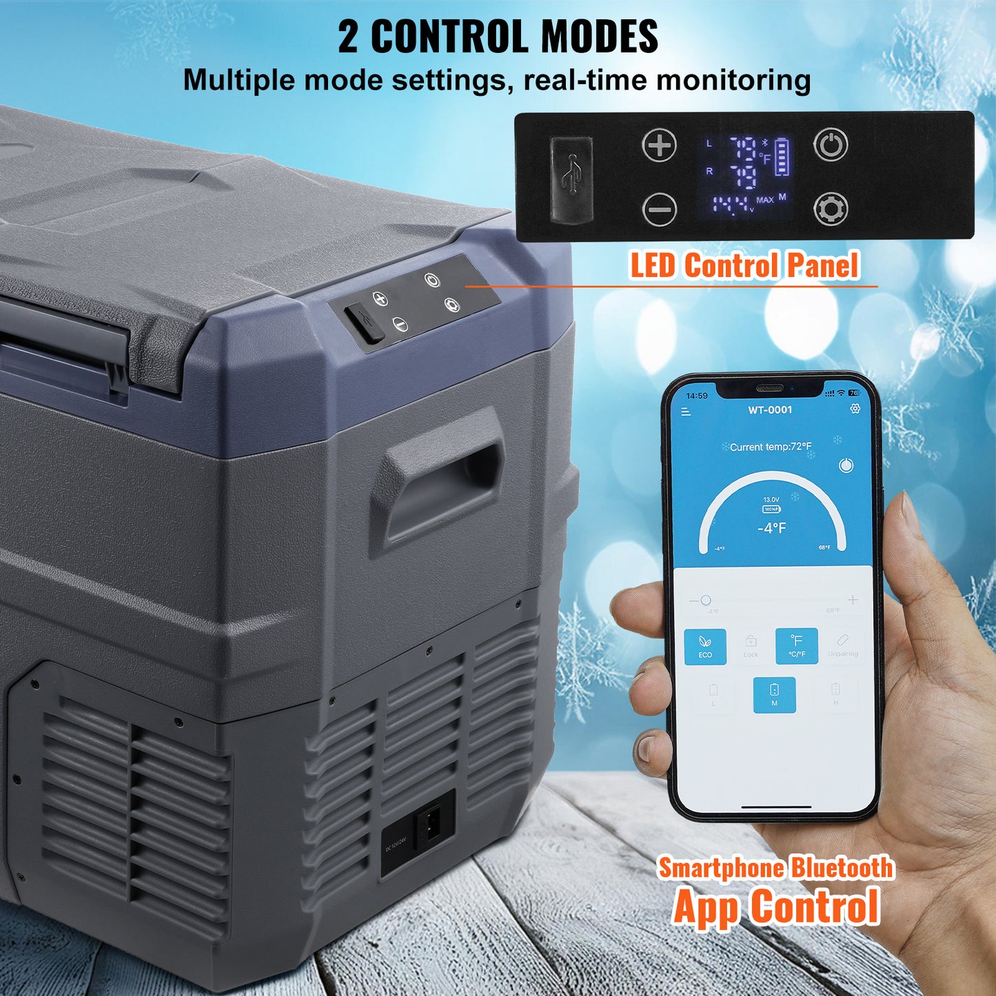 Draagbare Koelkast – Mobiele Koelbox – Mini Vriezer – Camping Koelkast – 32 Liter – Bluetooth Bediening – Stil Geluidsniveau