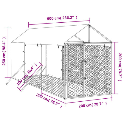 Buitenren voor Huisdieren – Hondenren – Konijnenren – Kippenren – Dierenren – Robuust Gegalvaniseerd Staal – Water- en UV-bestendig Dak 2x6x2,5m