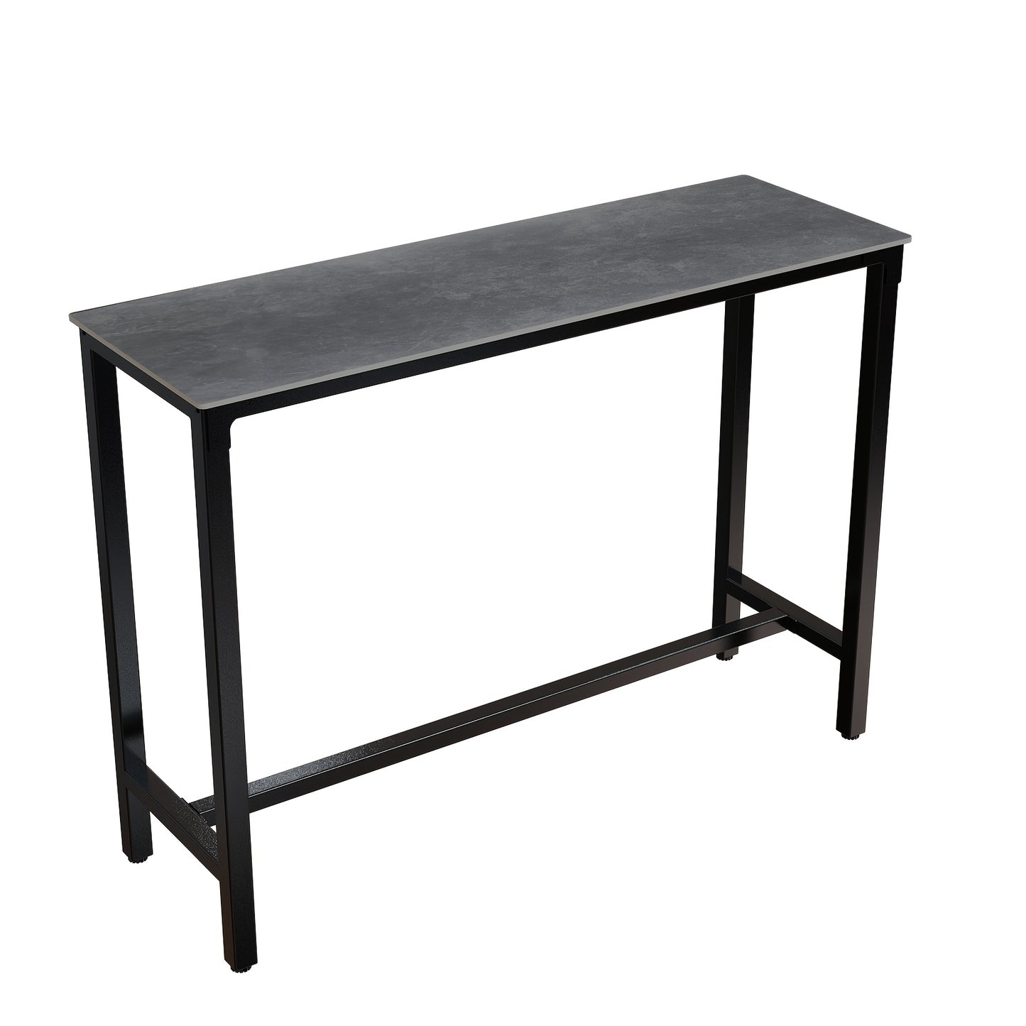 Bartafel – Bistrotafel – Keukentafel – Statafel – Barmeubel – Rechthoekig – Zwart Metalen Frame – Faux Marmer Tafelblad 120x40x105 cm