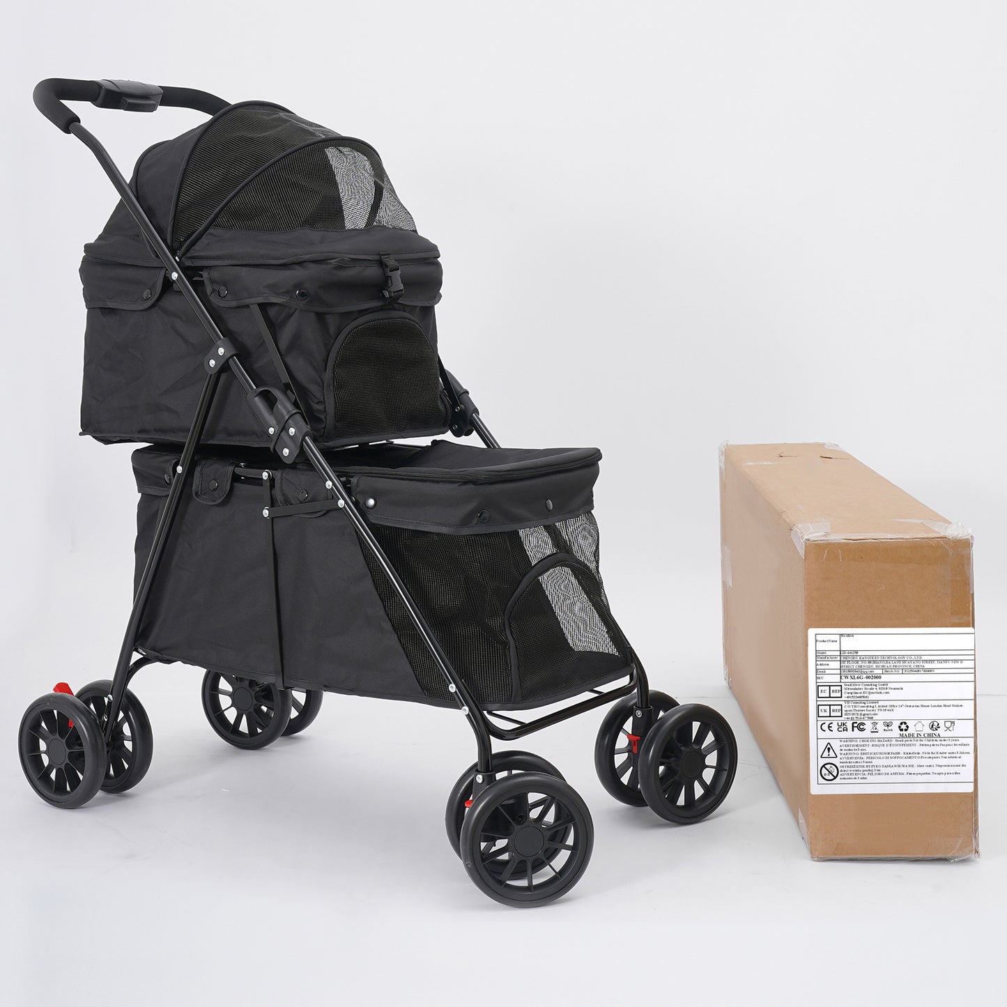 2-layer Pet Trolley | Black, Multi-functional, Thoughtful Design, Suitable Load Bearing, Safe and Comfortable, Made of Alloy Steel and Polyester, Brand: NaMaSyo