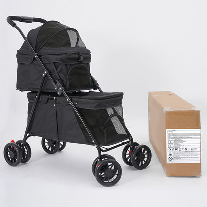 2-layer Pet Trolley | Black, Multi-functional, Thoughtful Design, Suitable Load Bearing, Safe and Comfortable, Made of Alloy Steel and Polyester, Brand: NaMaSyo