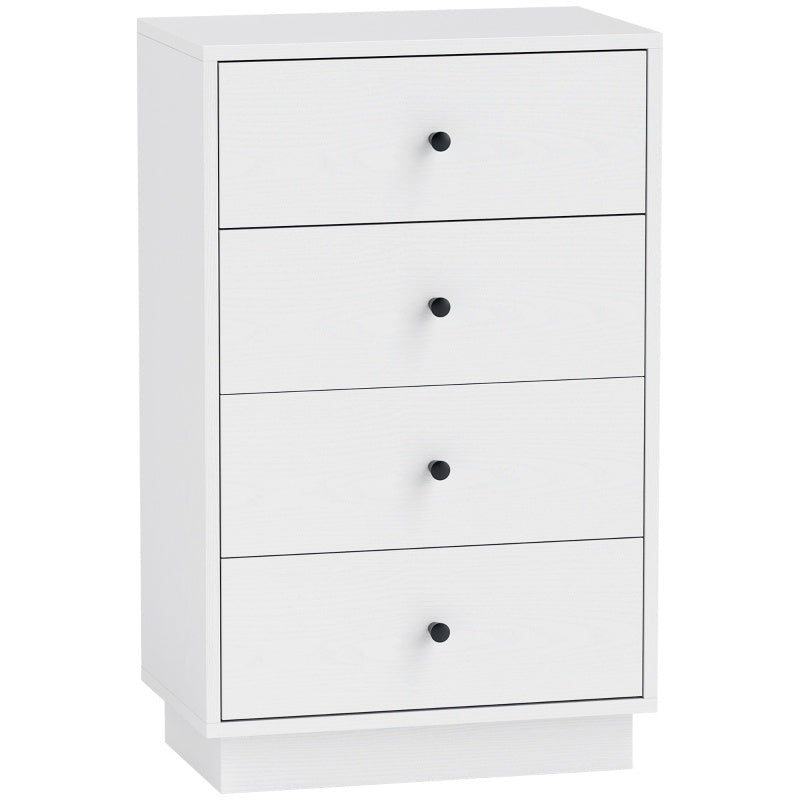 Ladekast – Ladekasten – Dressoir – Opbergkast – Opbergmeubel – Wit – 4 Lades en 3 Open Planken – Ruimtebesparend en Stevig